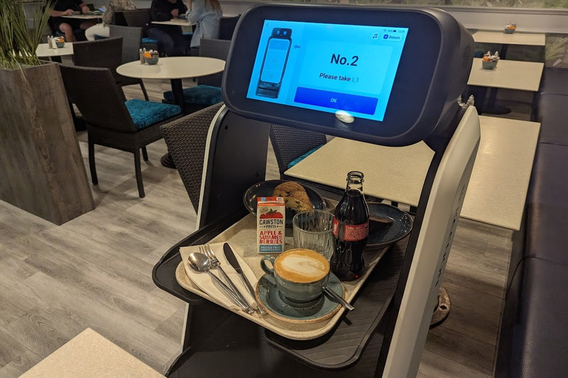 Robot waiter with tray